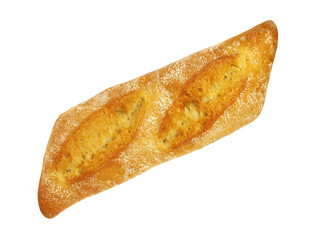 Fresh baguette bread isolated on white background