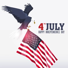 4'th July Independence Day. America. Freedom liberation. Logo, vector, flag, democracy. Eagle. Statue of Liberty, sculpture, logo, symbol, Victory and freedom.