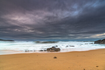 Moody Seascape with Large and Powerful Surf