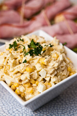 Ham rolls with vegetable salad