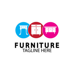 Abstract furniture logo design concept. Symbol and icon of chairs  sofas  tables  and home furnishings.