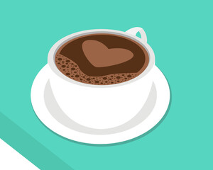 Illustration vector design of cup of coffee with love sign
