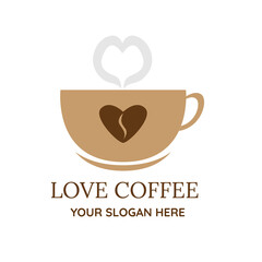 Illustration vector design of coffee logo template for business or company. Love Coffee