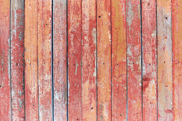 red and brown old Board with cracks from old paint, vintage grunge style with cracked surface background for your text, decoration or advertising template, retro art