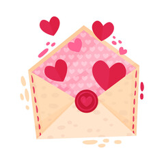 Open Envelope with Heart Shapes Falling out as Saint Valentine Day Symbol Vector Illustration