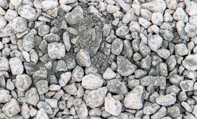Concrete on rocky soil at a construction site.