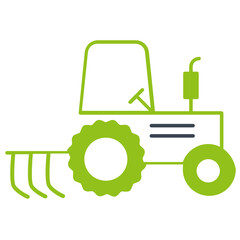 Tractor Harvester Agriculture Horticulture Equipment Machine Vector Icon 