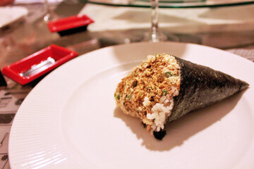temaki on a white plate
