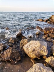 Waves and rocks in the sea