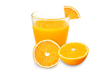 Glass of Orange juice 100% isolate on white background with clipping path.