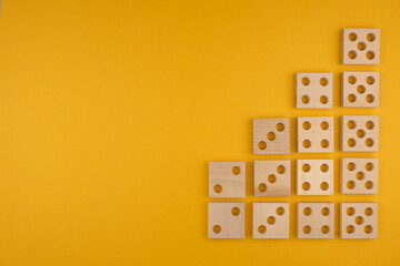 Children's wooden toy sorter close up with copy space. Concept of educational games and arithmetic