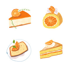 Cakes and pies  in sketch style, hand drawn bakery product with fruits and berries. Vector illustration on isolated white background