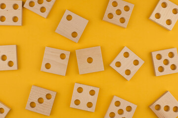 Children's wooden toy sorter close up. Concept of educational games and arithmetic