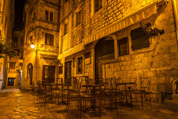 Open air cafe at night