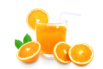 Glass of Orange juice 100% isolate on white background with clipping path.