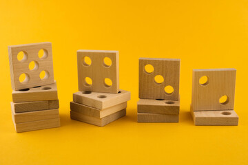 Children's wooden toy sorter. Educational logic toys for kid's close-up. Montessori Games for child development