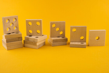 Children's wooden toy sorter. Educational logic toys for kid's close-up. Montessori Games for child development