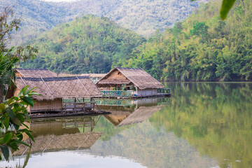 Fototapeta na wymiar Thai language Hub Khao Wong, Suphan buri Pang Ung Valley reservoir , Landmarks in Thailand 