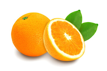 Fresh orange fruit isolated on white background with clipping path.