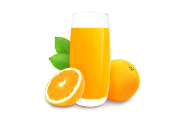 Glass of Orange juice 100% isolate on white background with clipping path.