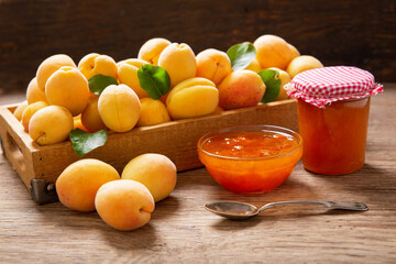 bowl of apricot jam with fresh fruits