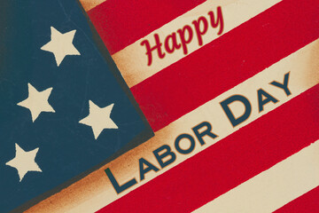 Happy Labor Day word message on red, white and blue