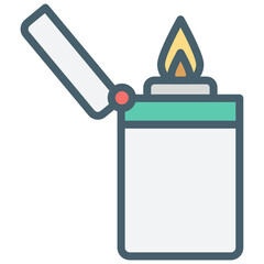 Fire lighter color line icon. linear style sign for mobile concept and web design. Lighter fire flame simple line vector icon. Symbol, logo illustration. Pixel perfect vector graphics 