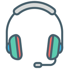 Call Center, Headphone with Mic Colored Vector Icon 