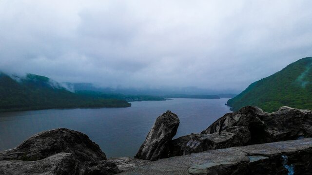 Foggy and Serene View of Lake Minnewaska