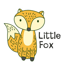 Little fox cartoon hand drawn for t shirt