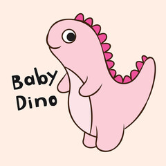 Cute baby dino cartoon character for t shirt