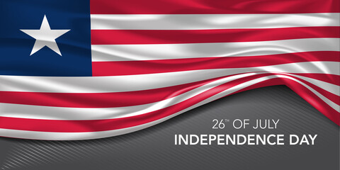 Liberia independence day greeting card, banner with template text vector illustration