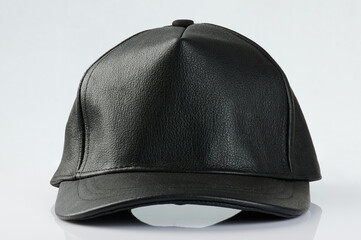 Close up of black leather hat