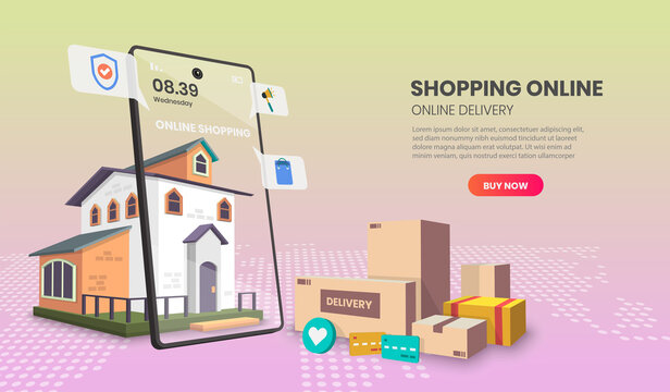 Online Shopping templates app page.For web banner, infographics, hero images. Hero image for website.