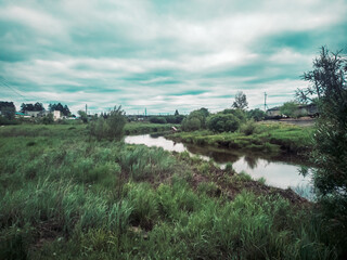 The small town of Russia in greenery.