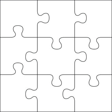 Color puzzles piece jigsaw - 9 pieces Royalty Free Vector