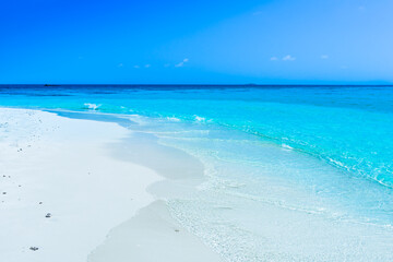 White sand of the beach. Indian Ocean. Maldives.