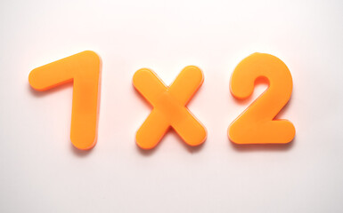 Math equation with orange numbers on a white background