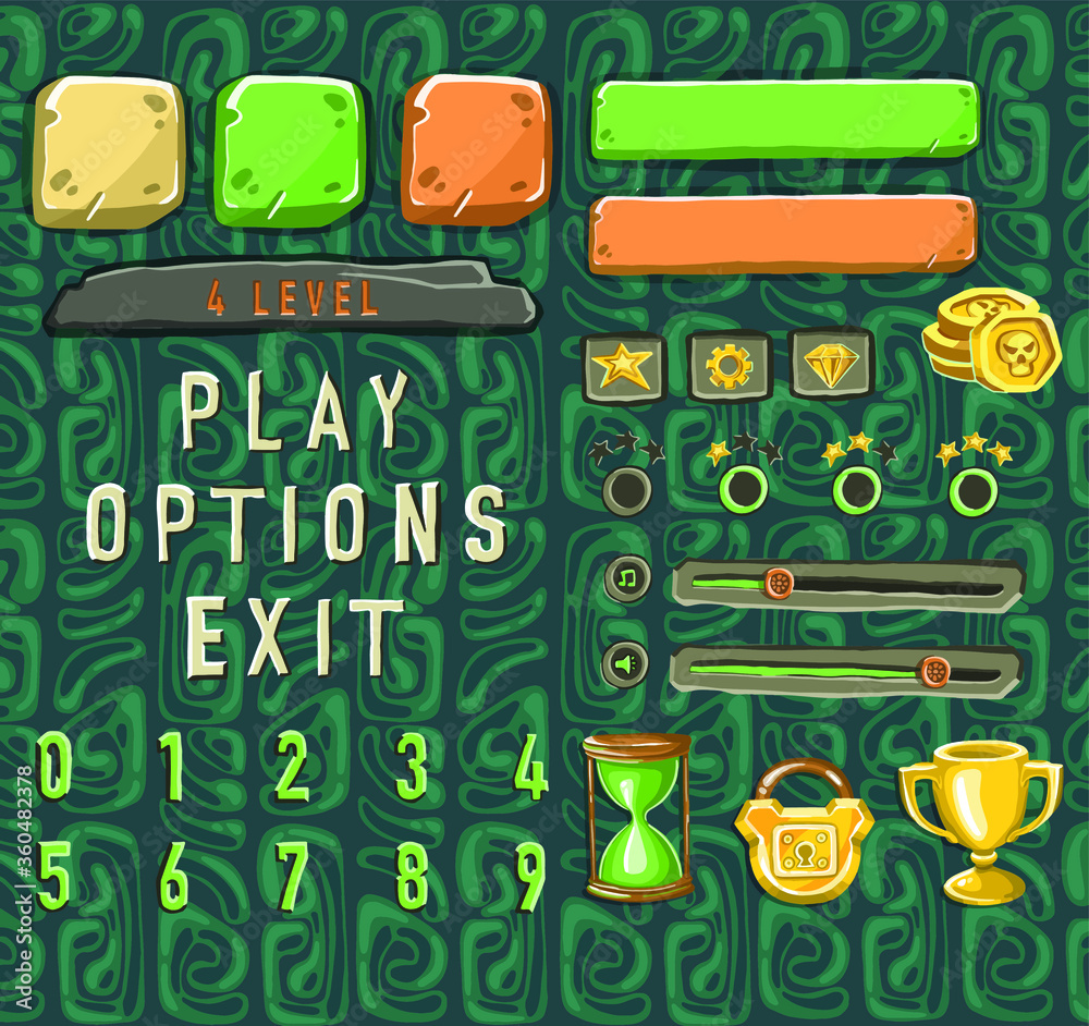Fototapete Game template with elements of game objects. Vector illustration