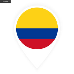 Colombia marker icon with shadow on white background. Colombia pin icon isolated on white background.