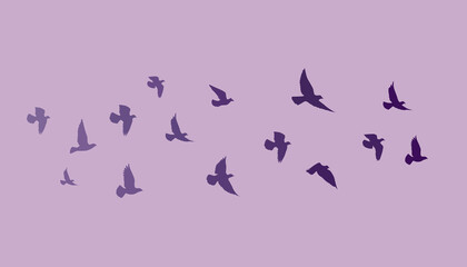 Flying birds silhouettes on white background. Vector illustration. isolated bird flying. tattoo design.