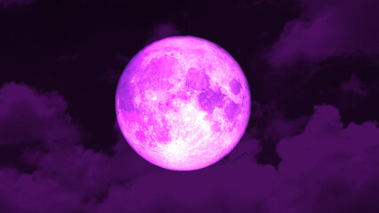 Super strawberry pink moon and the night red sky