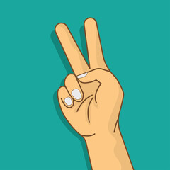 human hand  making victory symbol sign. vector illustration