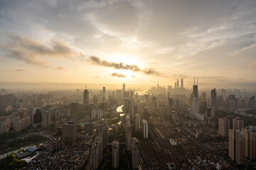 Naklejka premium city skyline in shanghai china