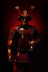 Portrait of a samurai in red armor © Warpedgalerie