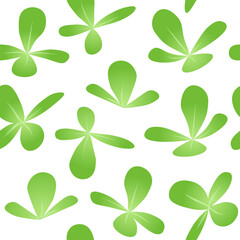 Fototapeta na wymiar Micro green sprouts seamless pattern. Green purslane sprouting leafs repetitive pattern on transparent background.