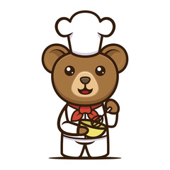 Cooking cute bear mascot design