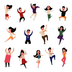 enjoy dancing people cartoon set