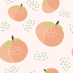 Seamless pattern with hand drawn peach. creative designs for fabric, wrapping, wallpaper, textile, apparel. vector illustration