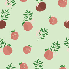 Seamless pattern with hand drawn peach. creative designs for fabric, wrapping, wallpaper, textile, apparel. vector illustration